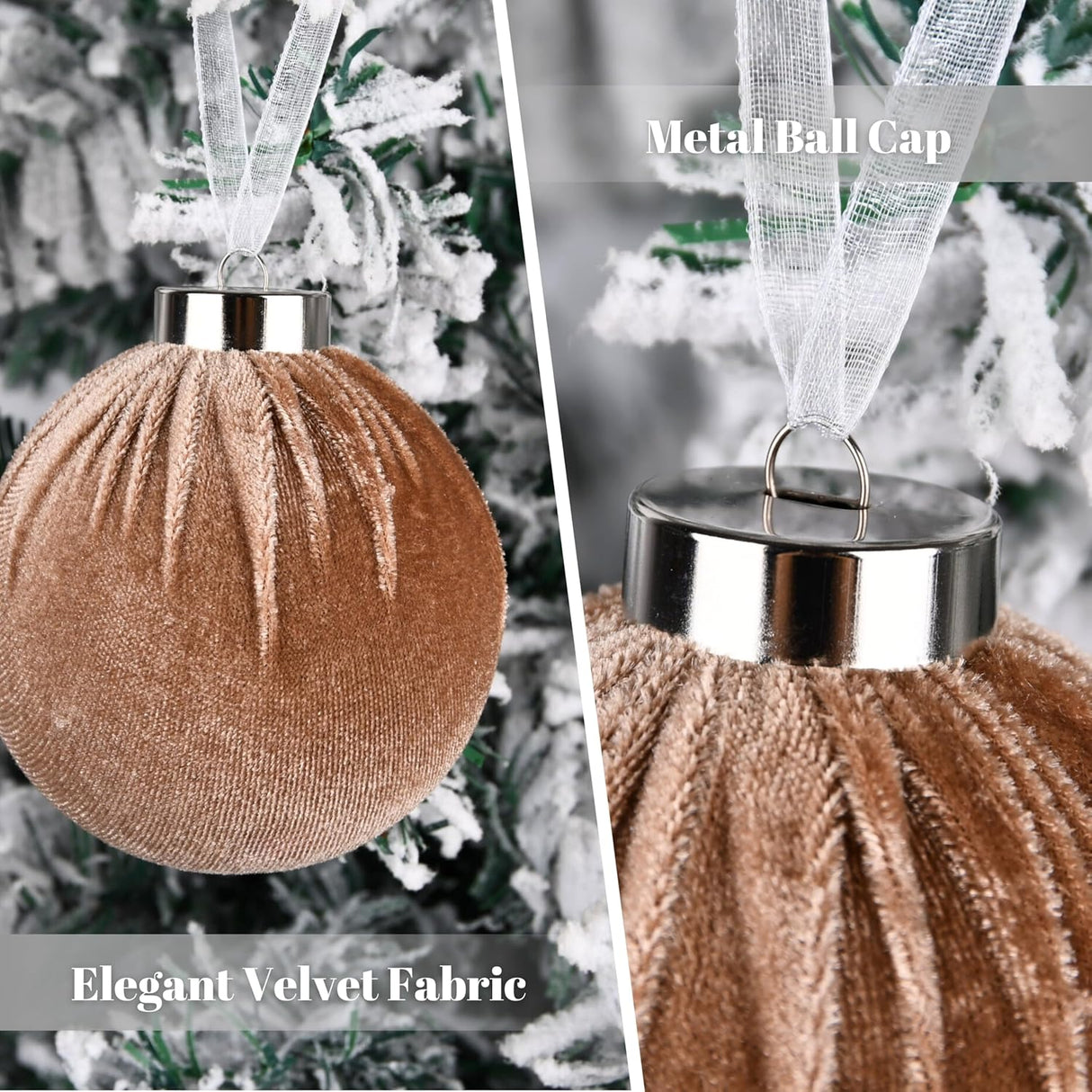 Adornos navideños de terciopelo - 15pcs, shatterproof, 80mm