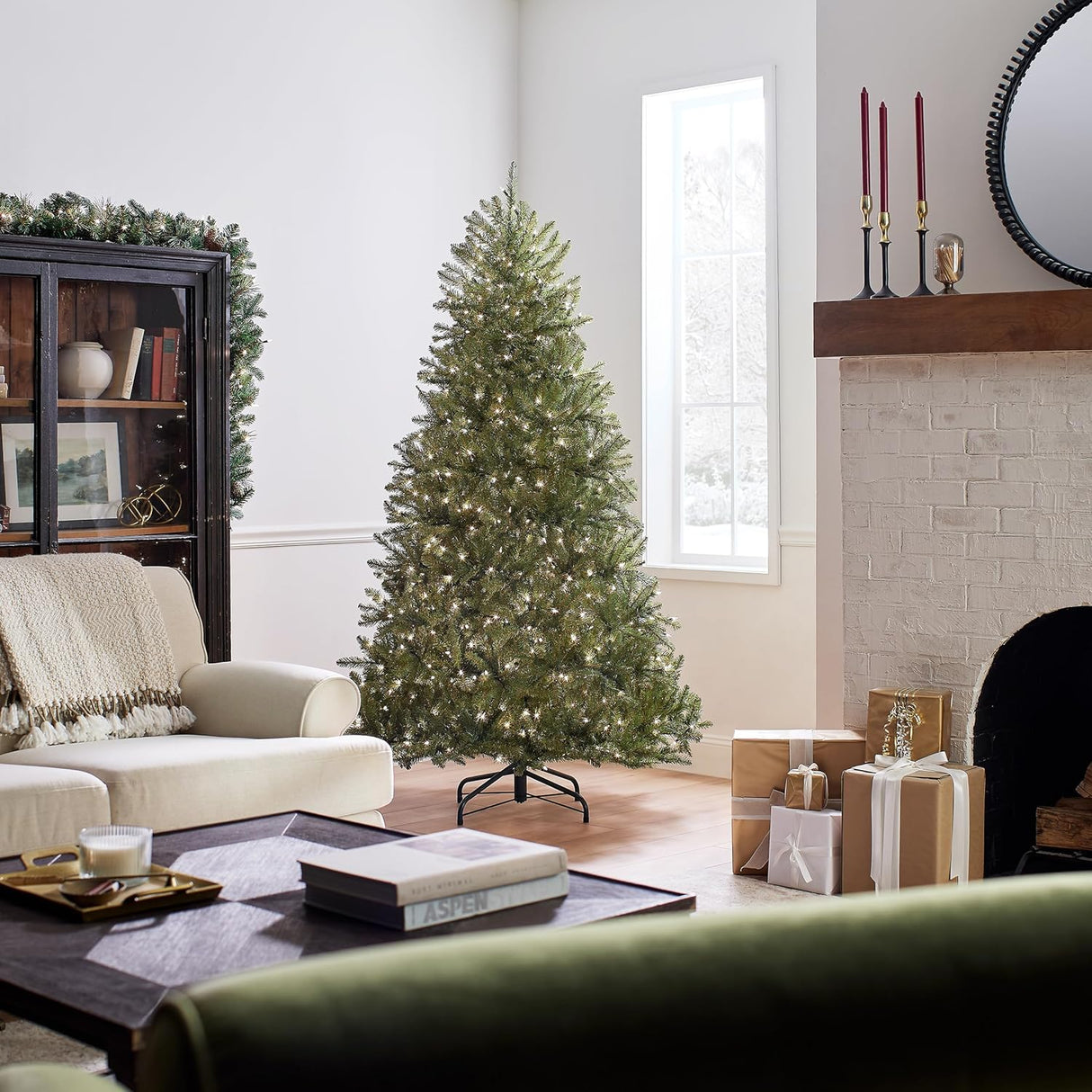 Árbol de Navidad artificial preiluminado, modelo Dunhill Fir