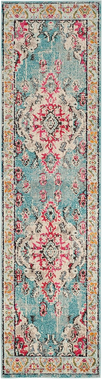 Alfombra Runner Boho Chic Medallón Diseño Desgastado MNC243J