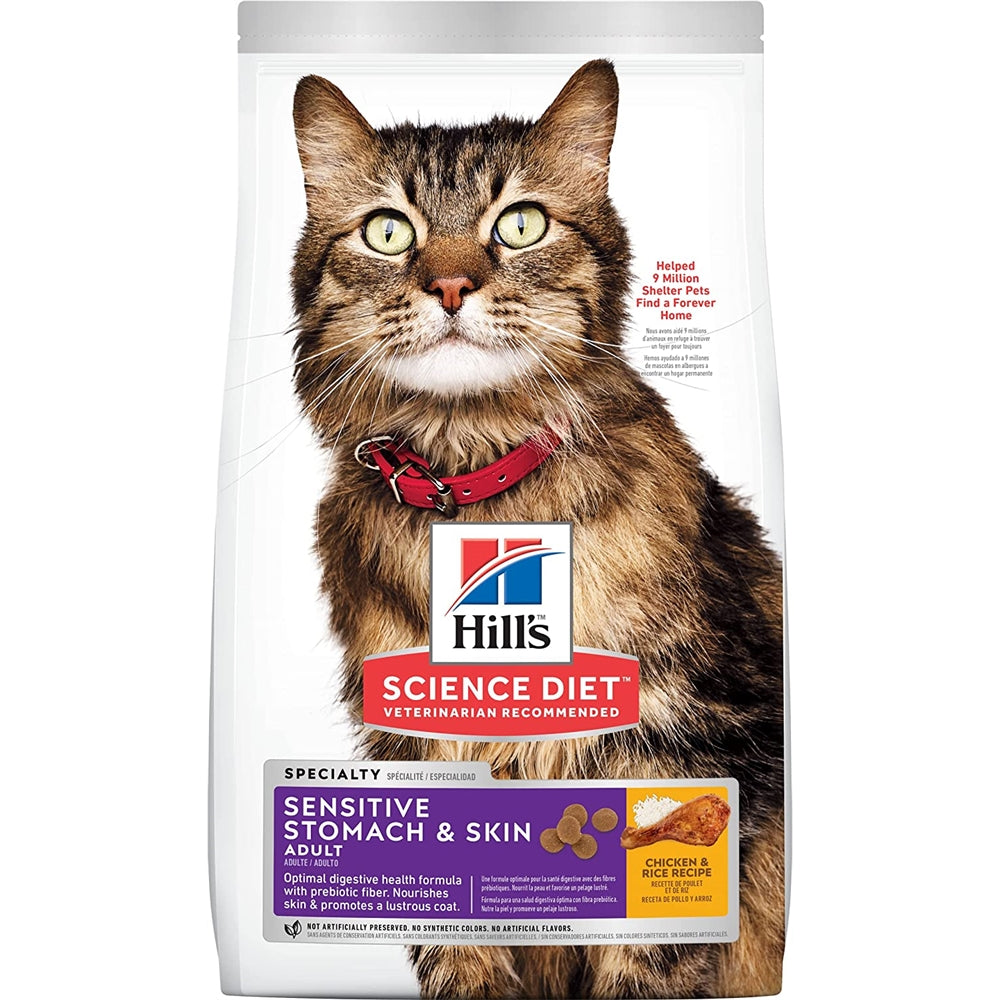 Alimento seco para gatos, adulto, estómago sensible y piel.
