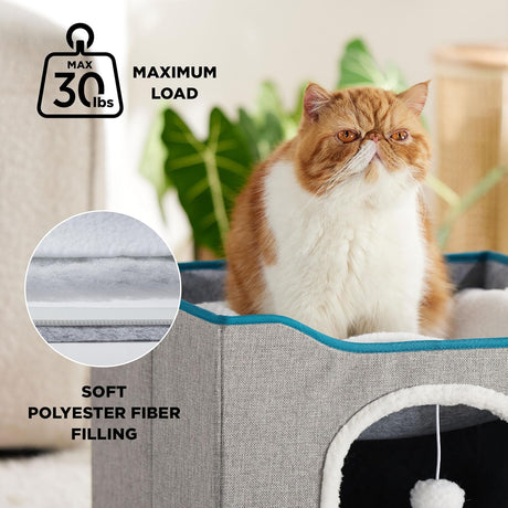 Cueva para Gatos Bedsure, con Bola y Rascador, 16.5x16.5x13