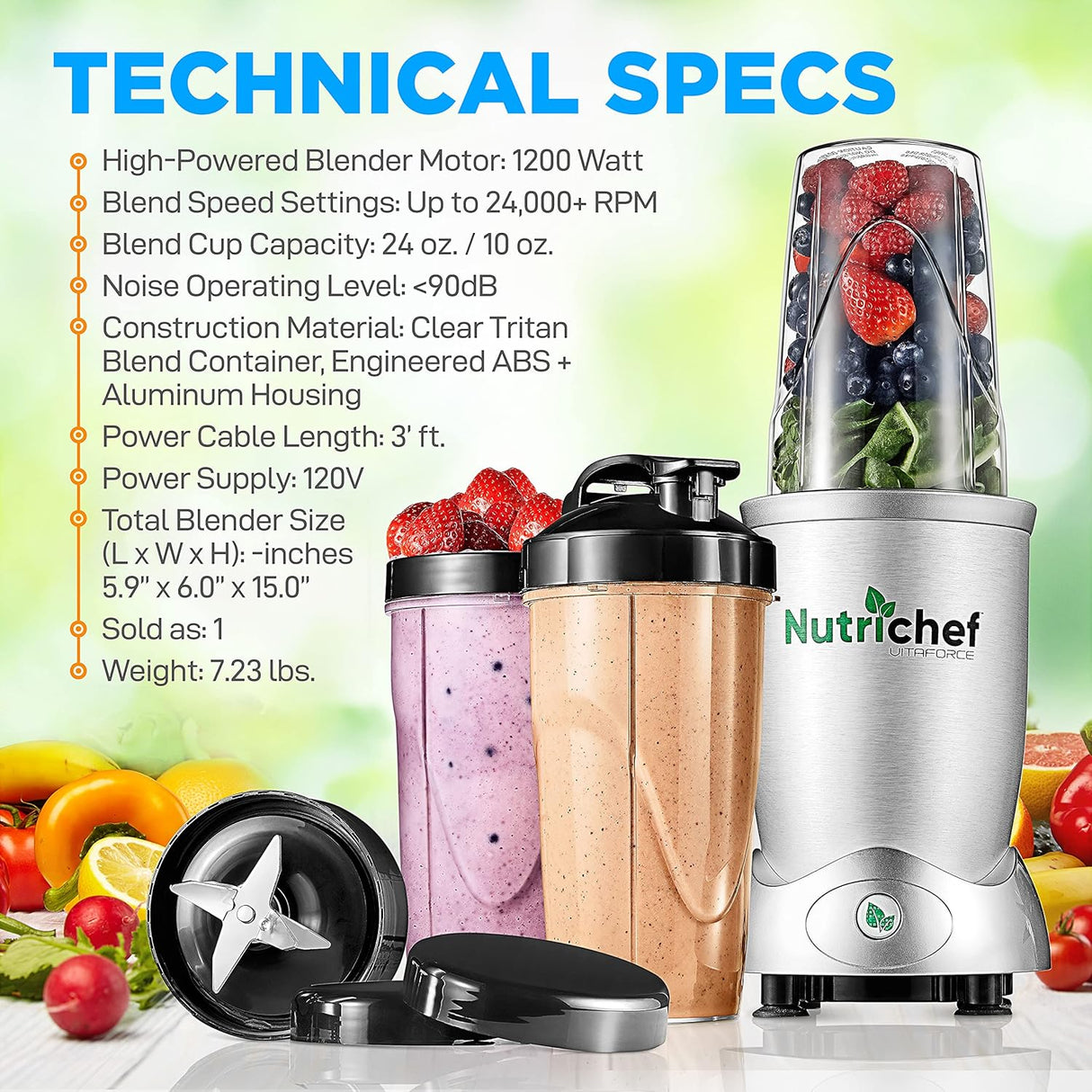Licuadora eléctrica personal NutriChef NCBL12