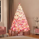 Árbol de Navidad artificial de 6 pies, preiluminado y nevado