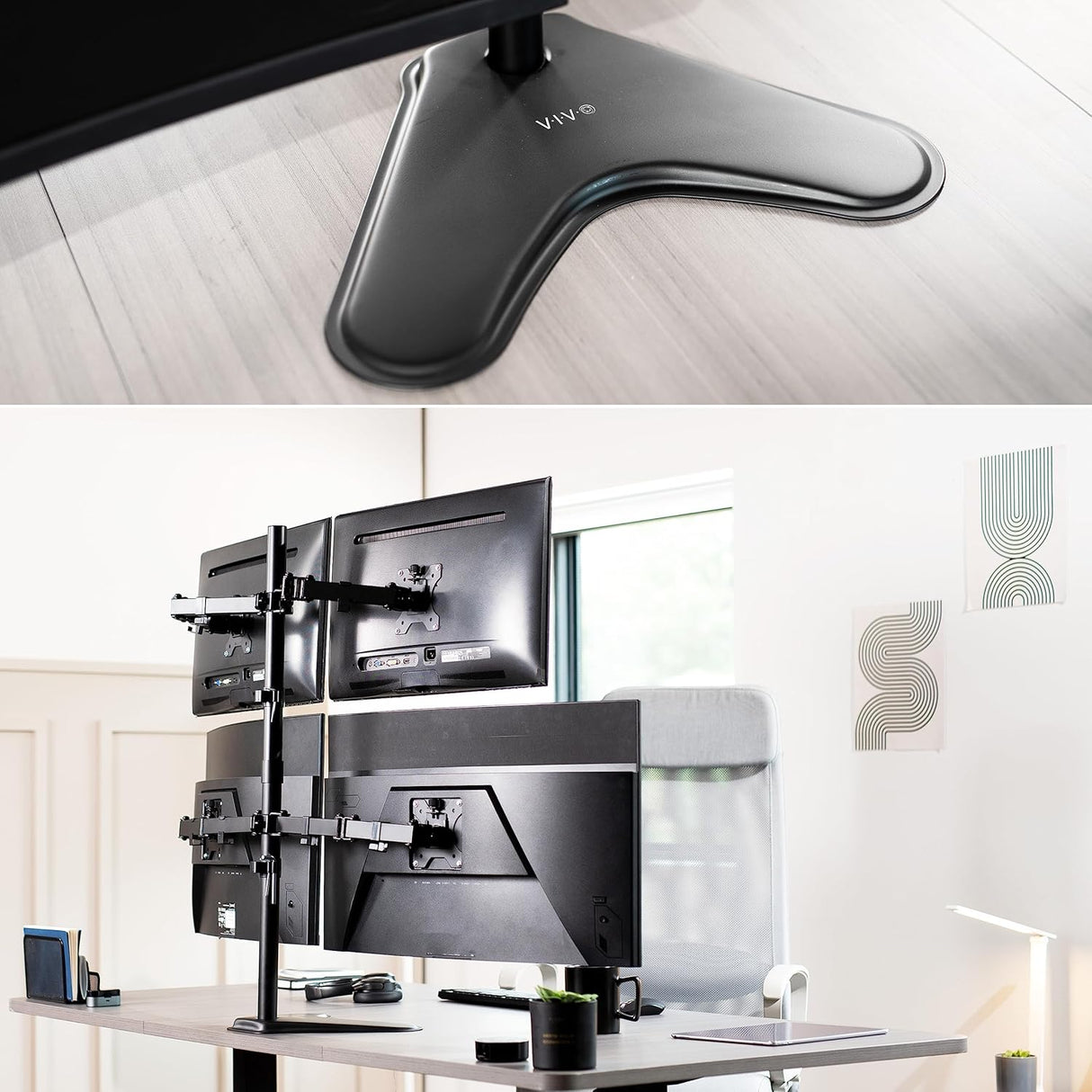 Soporte de Monitor VIVO, Ajustable, para 4 Pantallas, STAND-V004F