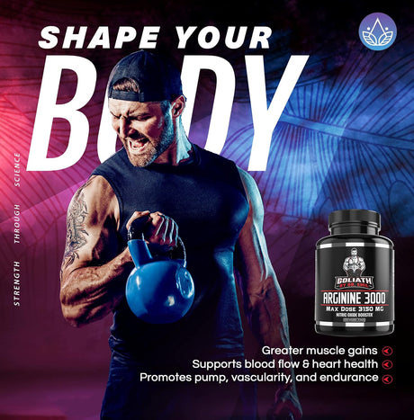 Suplemento L-arginina (3150 mg) para el crecimiento muscular
