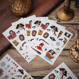 10 Hojas de Stickers de Piratas - Adhesivos para Fiestas
