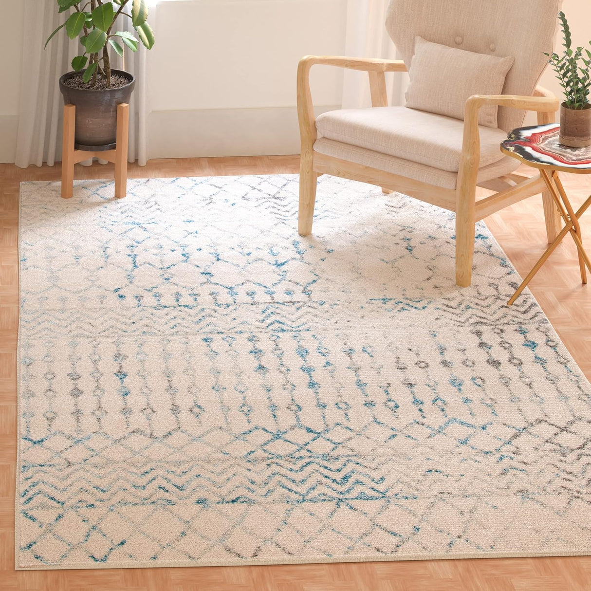 Alfombra X-Large Diseño Boho Marroquí, Ideal para Áreas de Tráfico