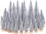 40Pcs Mini Árboles de Navidad Yookat con Base de Madera