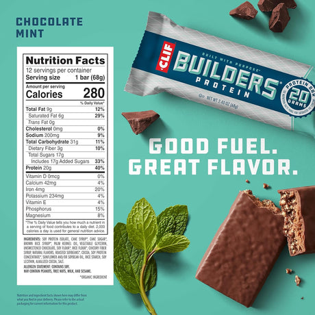 Barritas de Proteínas CLIF BUILDERS, Plant-Based, Sin Gluten, 12u
