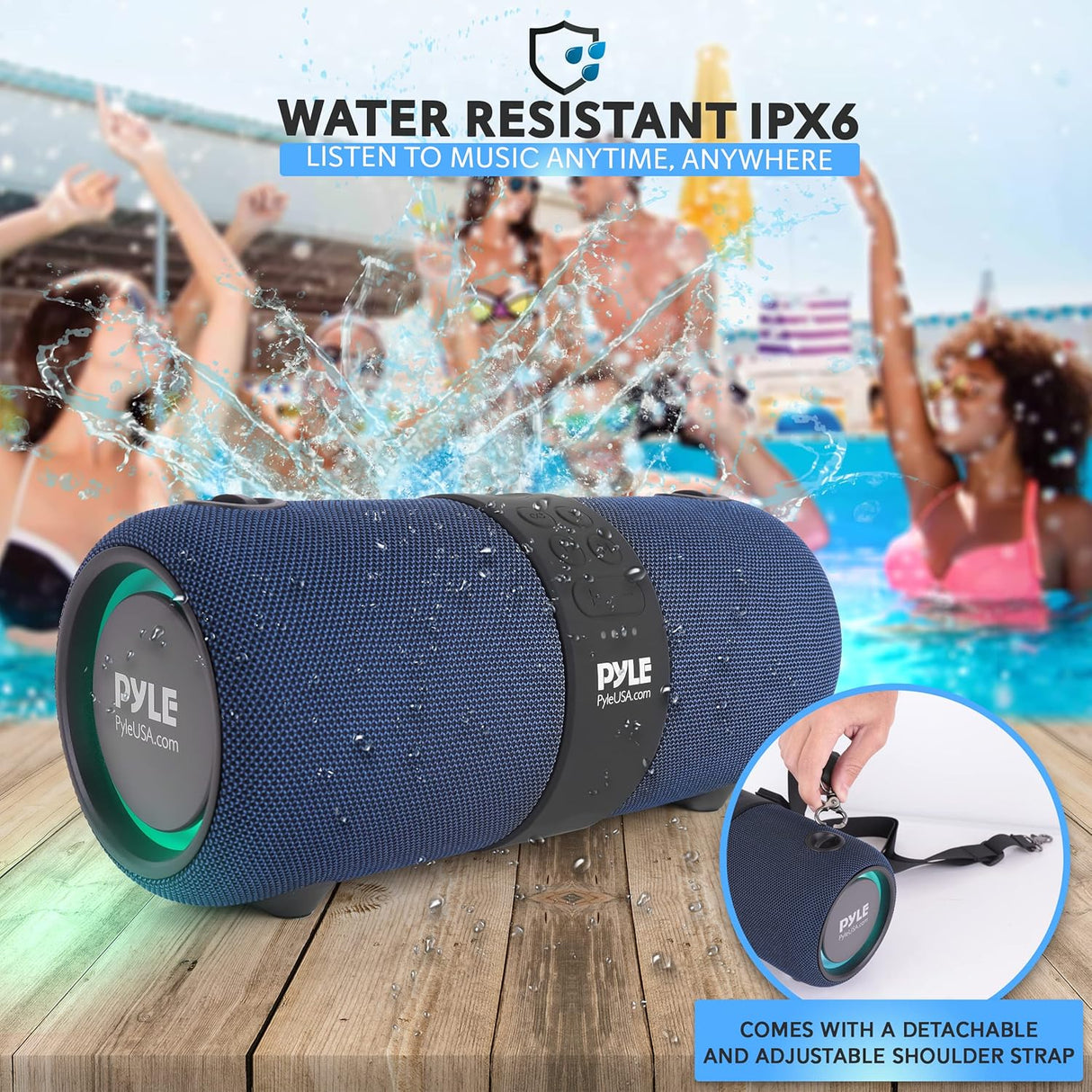 Parlantes Portátiles Bluetooth PYLE-HOME PSBWP9BL