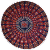 Funda bohemia para cojín, de 32 pulgadas, con diseño de mandala, para meditación, decorativa, otomana, grande, para exteriores, decoración del hogar, decoración de arte en el hogar, redonda, con pompones de algodón, cómoda