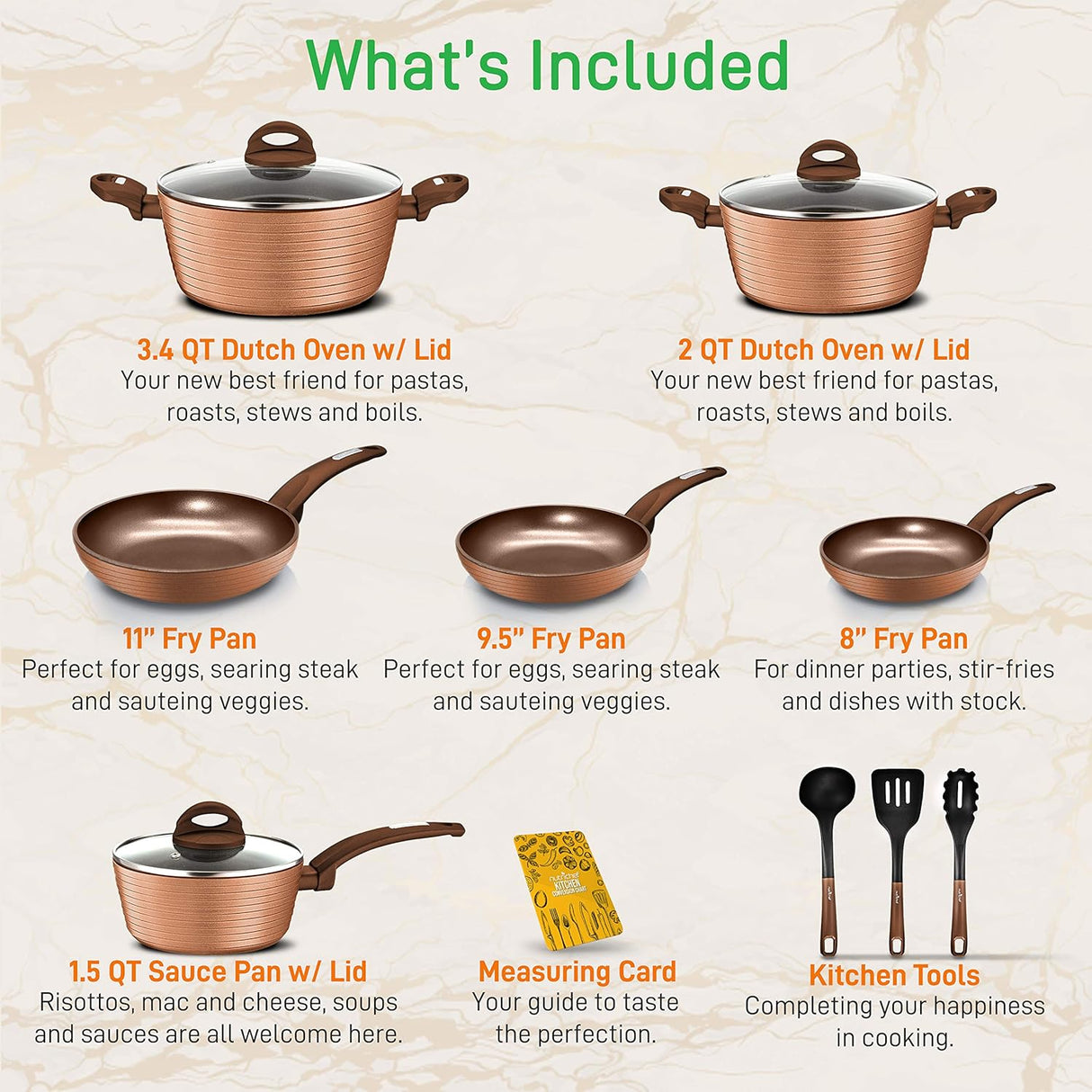 Juegos de Ollas de cocina elegantes NUTRICHEF NCCW12BRW.5
