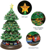 MOMENTS IN TIME Árbol de Navidad con trenes rotativos y luces
