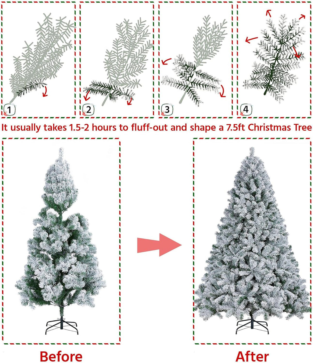 Árbol de Navidad Artificial Yaheetech 7.5ft con 1284 Ramas