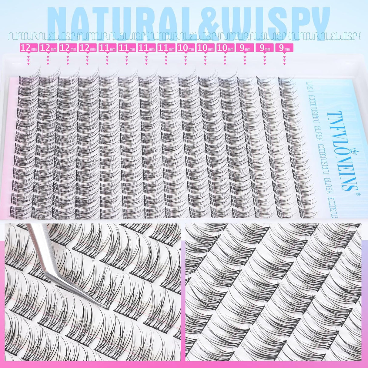 Kit de Extensiones de Pestañas TNFVLONEINS 168 Pcs 9-12MM