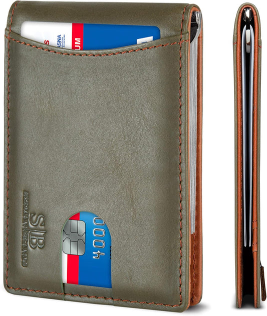 Billetera Bifold Minimalista SERMAN con Bloqueo RFID y Clip