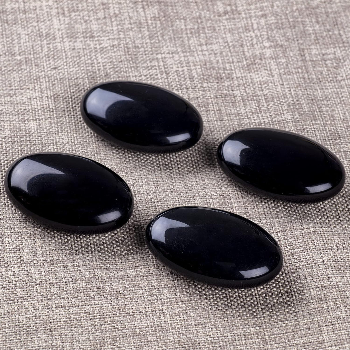 Piedra de Palma de Obsidiana Negra - Cristal Sanador Ovalado