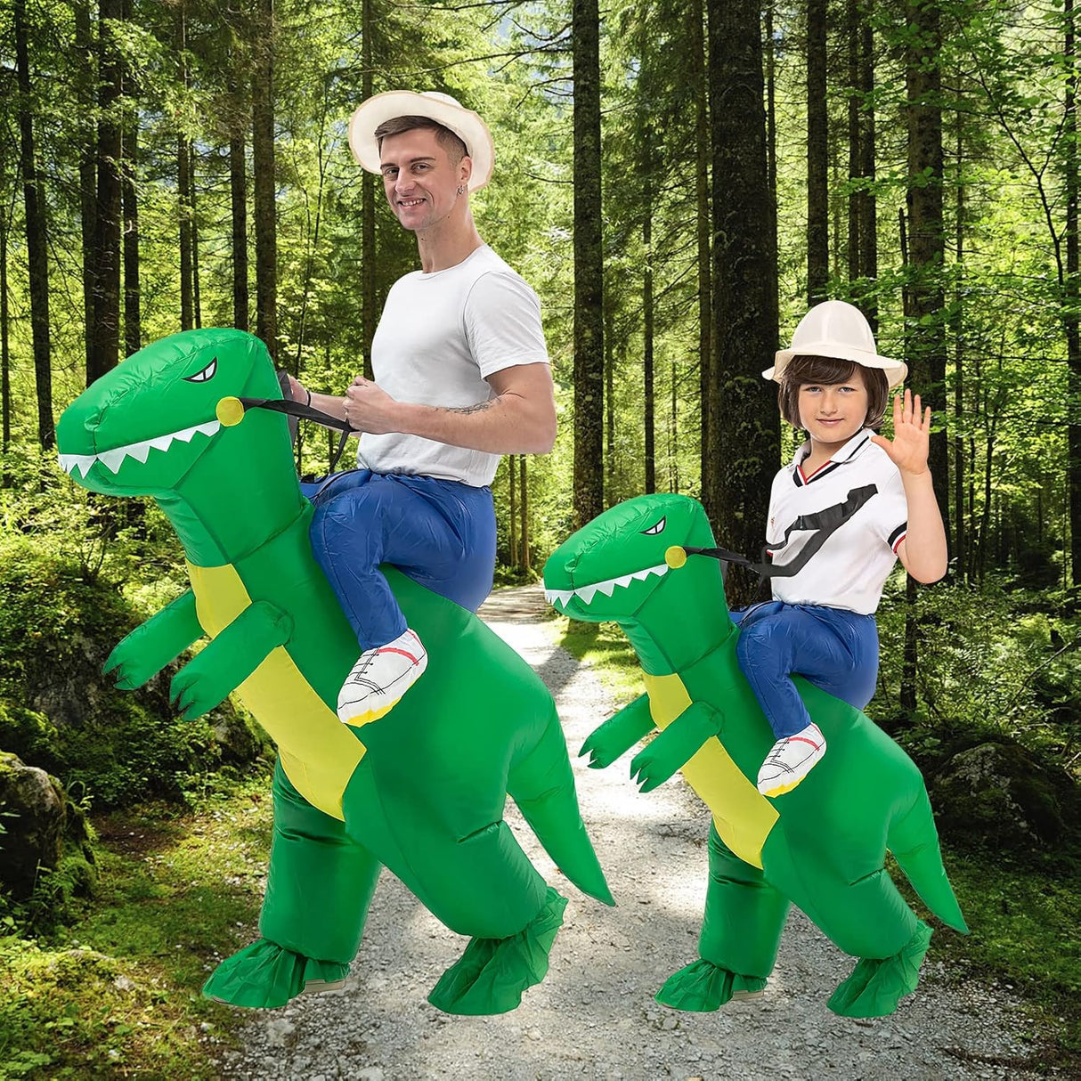 Disfraces inflable de dinosaurio verde talla unica