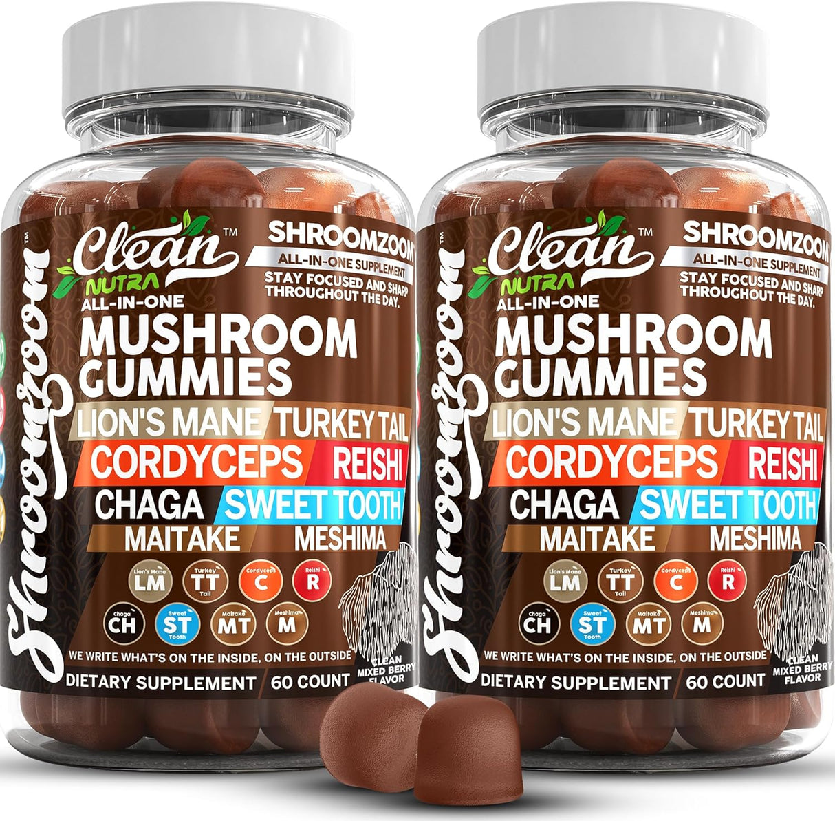 Gomitas de Champiñones 15 en 1 - Suplemento Saludable 2Pack