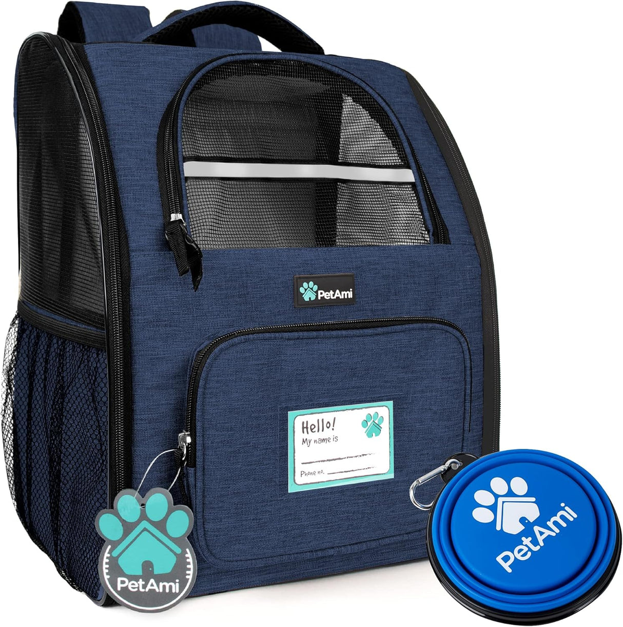 Mochila de lujo para gatos entrada de dos caras azul