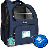 Mochila de lujo para gatos entrada de dos caras azul