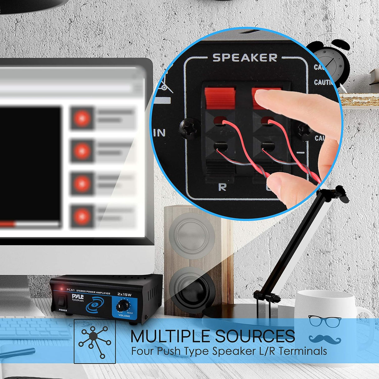 Amplificador de potencia estéreo PYLE-HOME PCA1.5