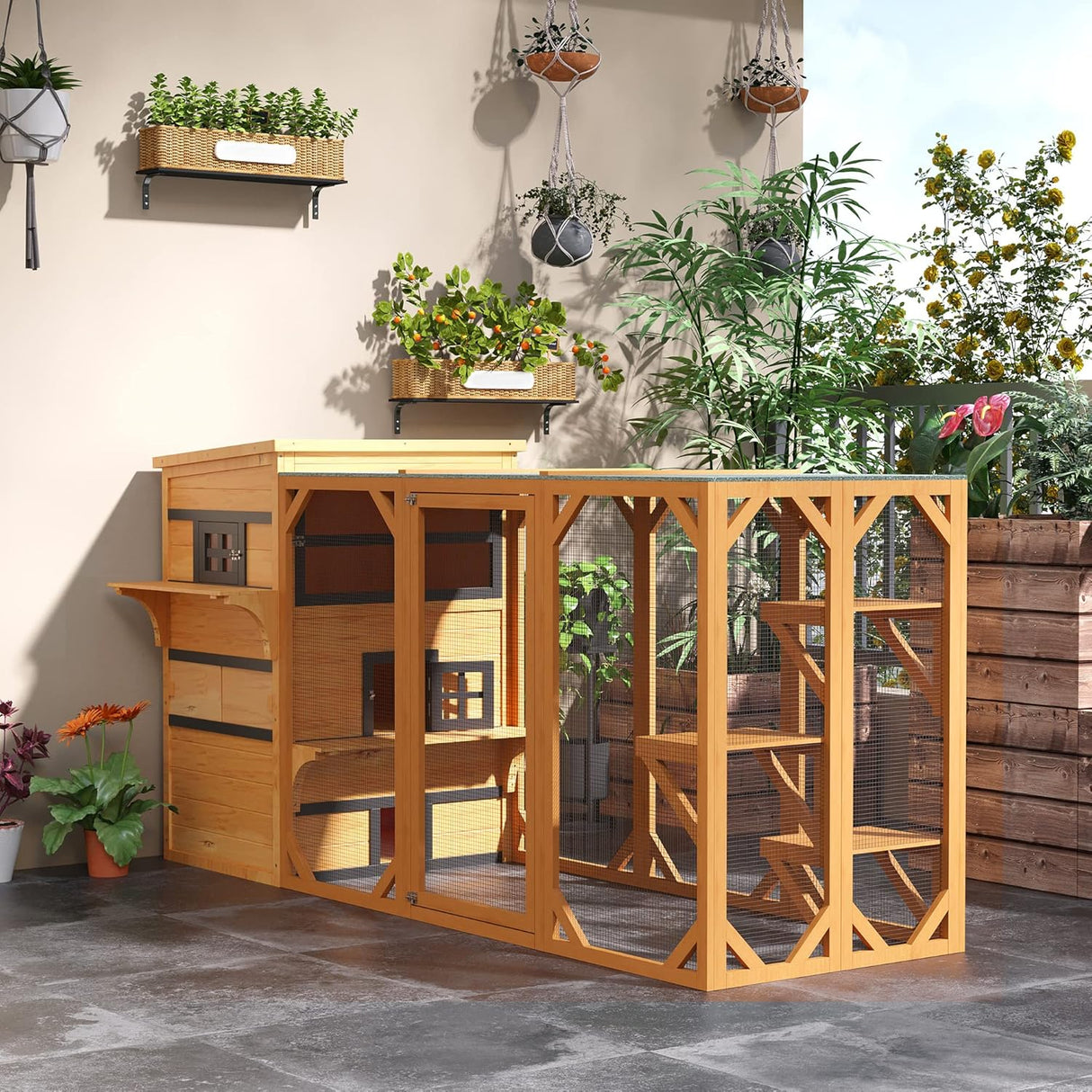 Casa para Gatos 3 Niveles PawHut, Refugio Exterior, Modelo 2023