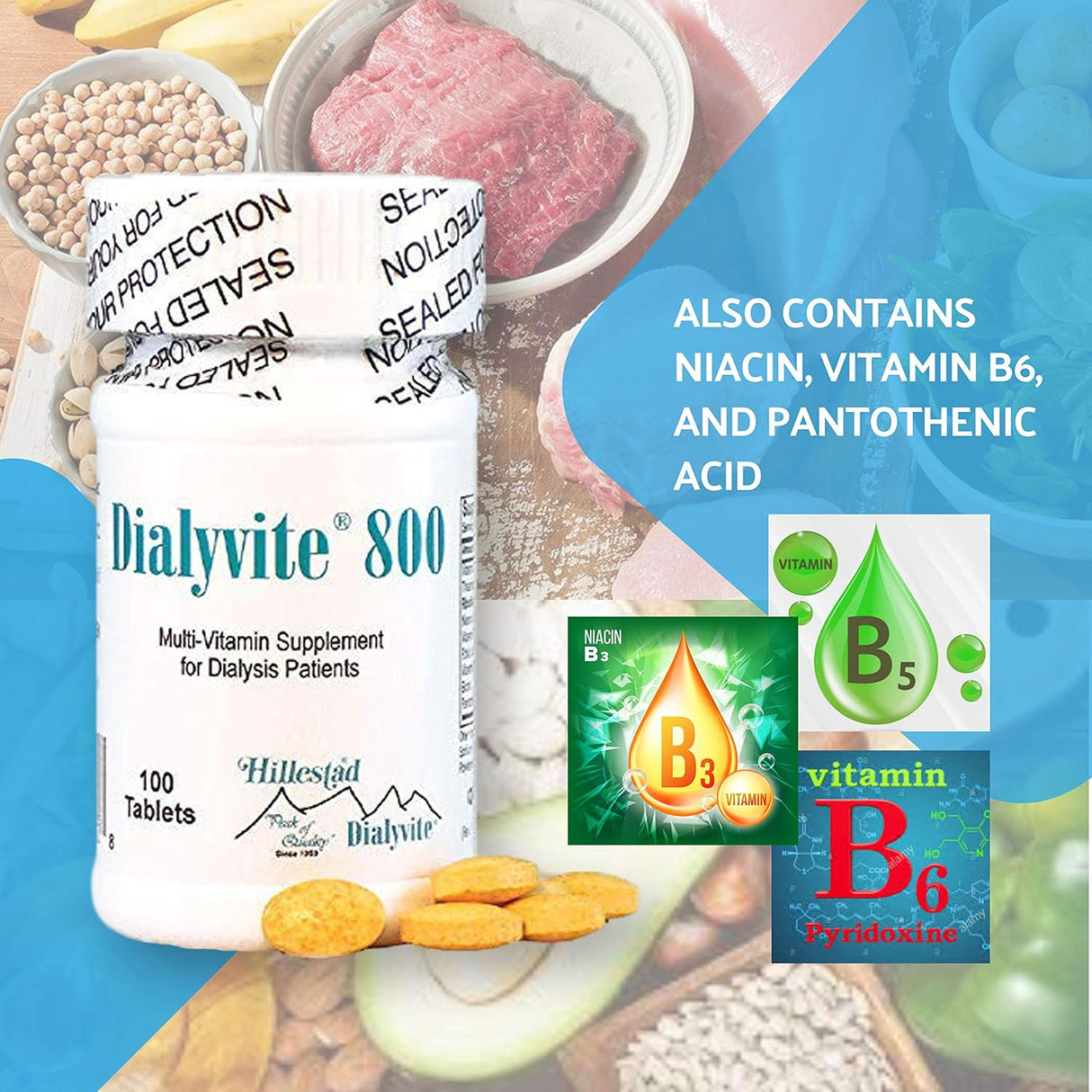 Suplemento Multi-Vitaminas Dialyvite 800 de Hillestad Labs, 100 Tab.