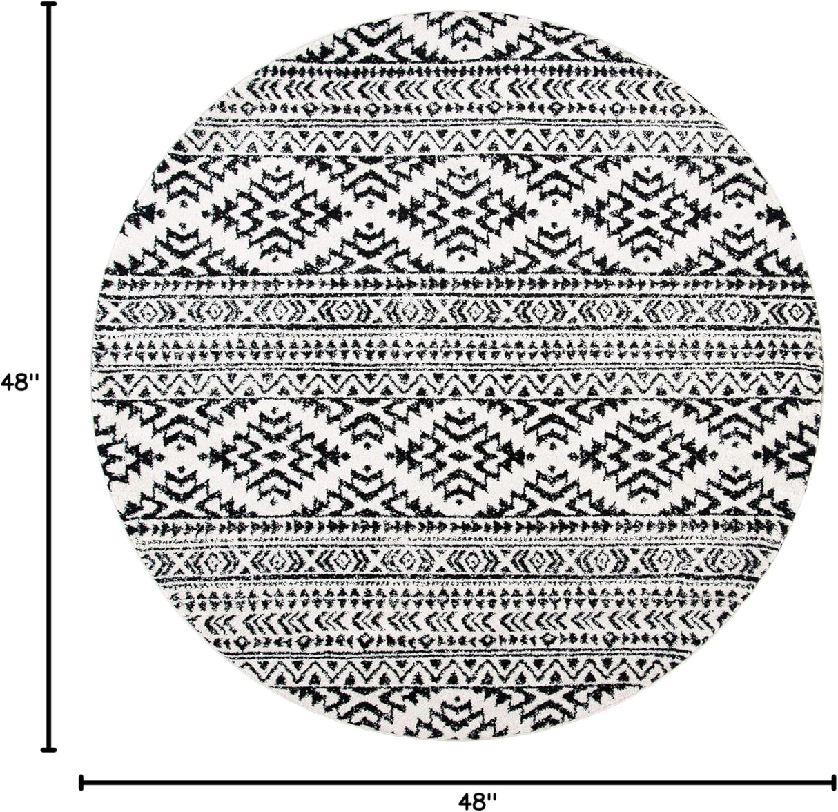 Alfombra Redonda Tulum - Diseño Tribal Boho, Fácil Cuidado, TUL272B