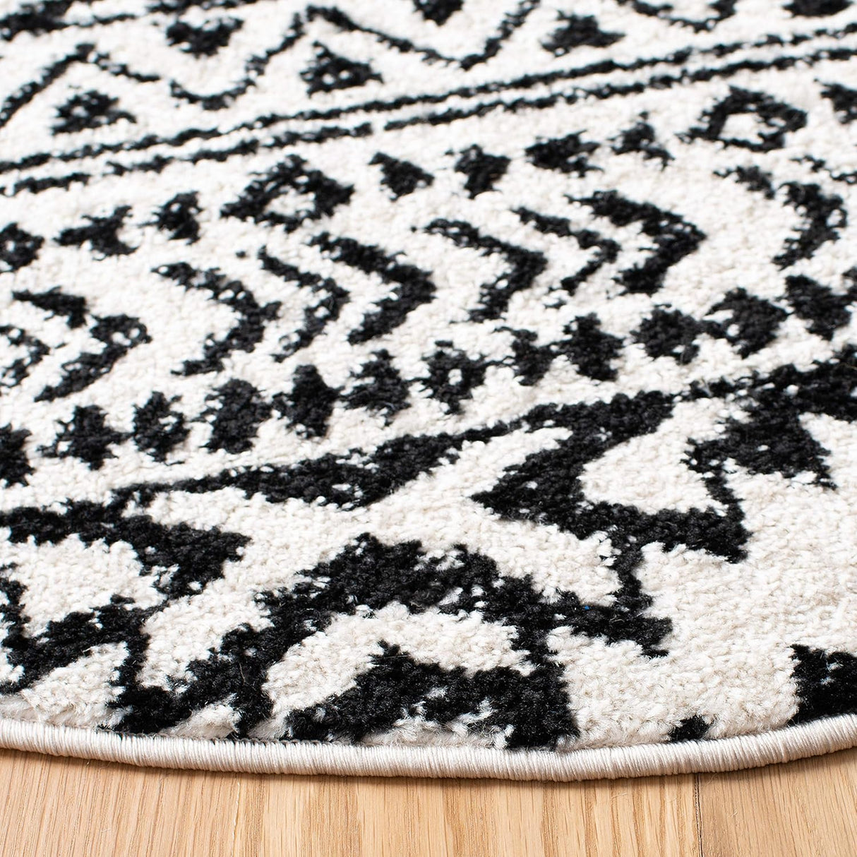 Alfombra Redonda Tulum - Diseño Tribal Boho, Fácil Cuidado, TUL272B