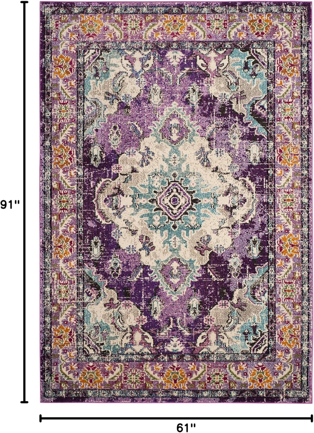 Alfombra de Área Boho Chic Medallón, Diseño Distinguido, MNC243L