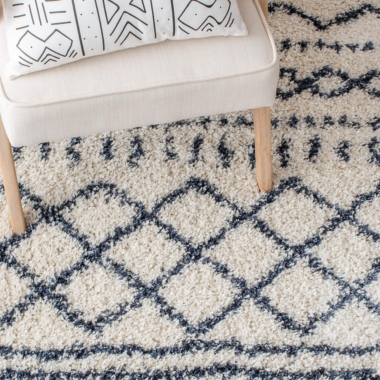 Alfombra de área Shag - Diseño marroquí, 1.6 pulgadas de grosor