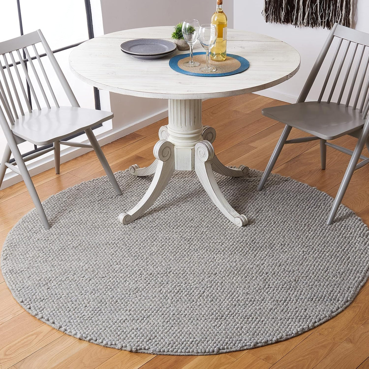 Alfombra de lana redonda hecha a mano, modelo NAT620C