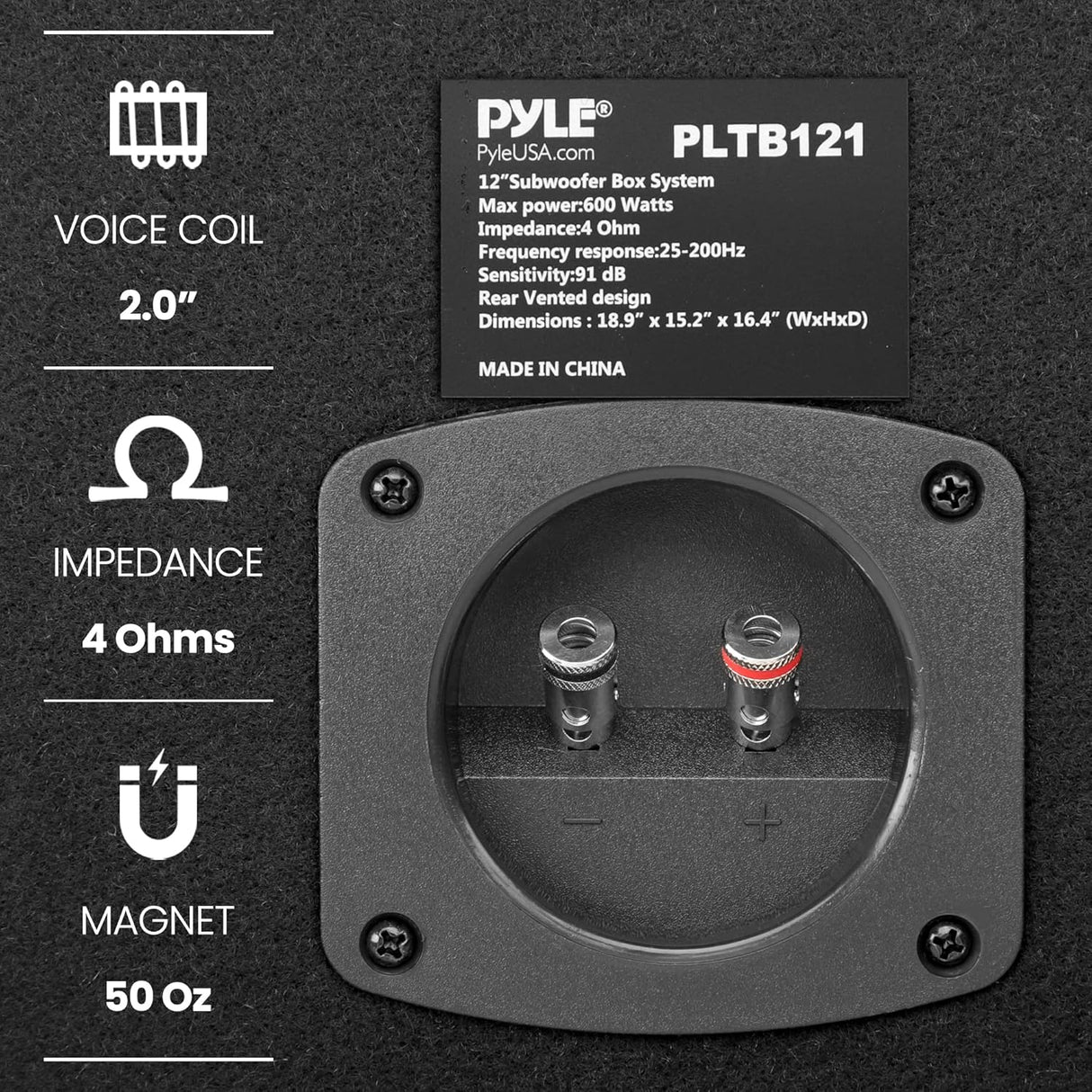 Parlante de tubo de subwoofer alfombrado PYLE PLTB121