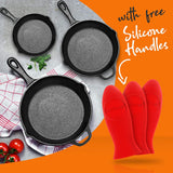 Set de Sartenes de Hierro Fundido NutriChef 3 Piezas Antiadherente