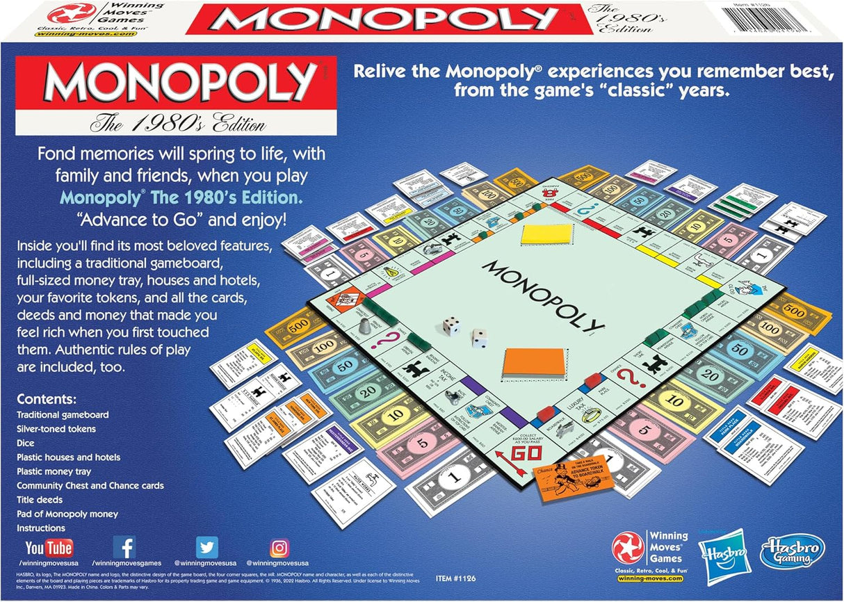 Monopoly Edición 1980, Winning Moves, Tokens Clásicos, Juego Familiar