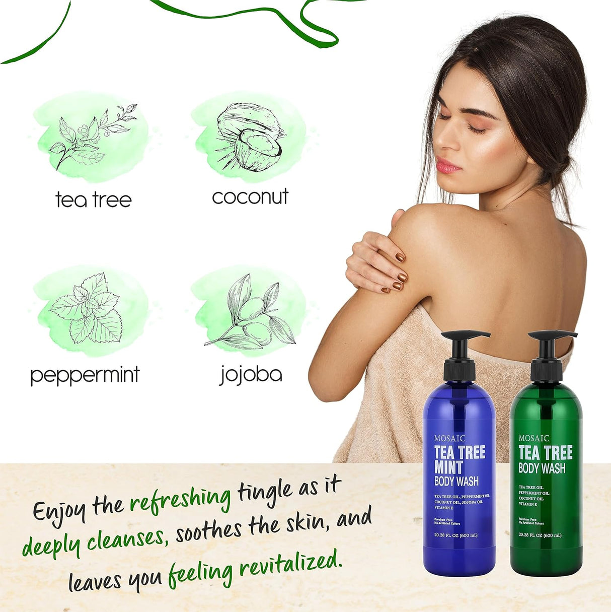 Gel de ducha  de árbol de té con vitamina E paquete de 2