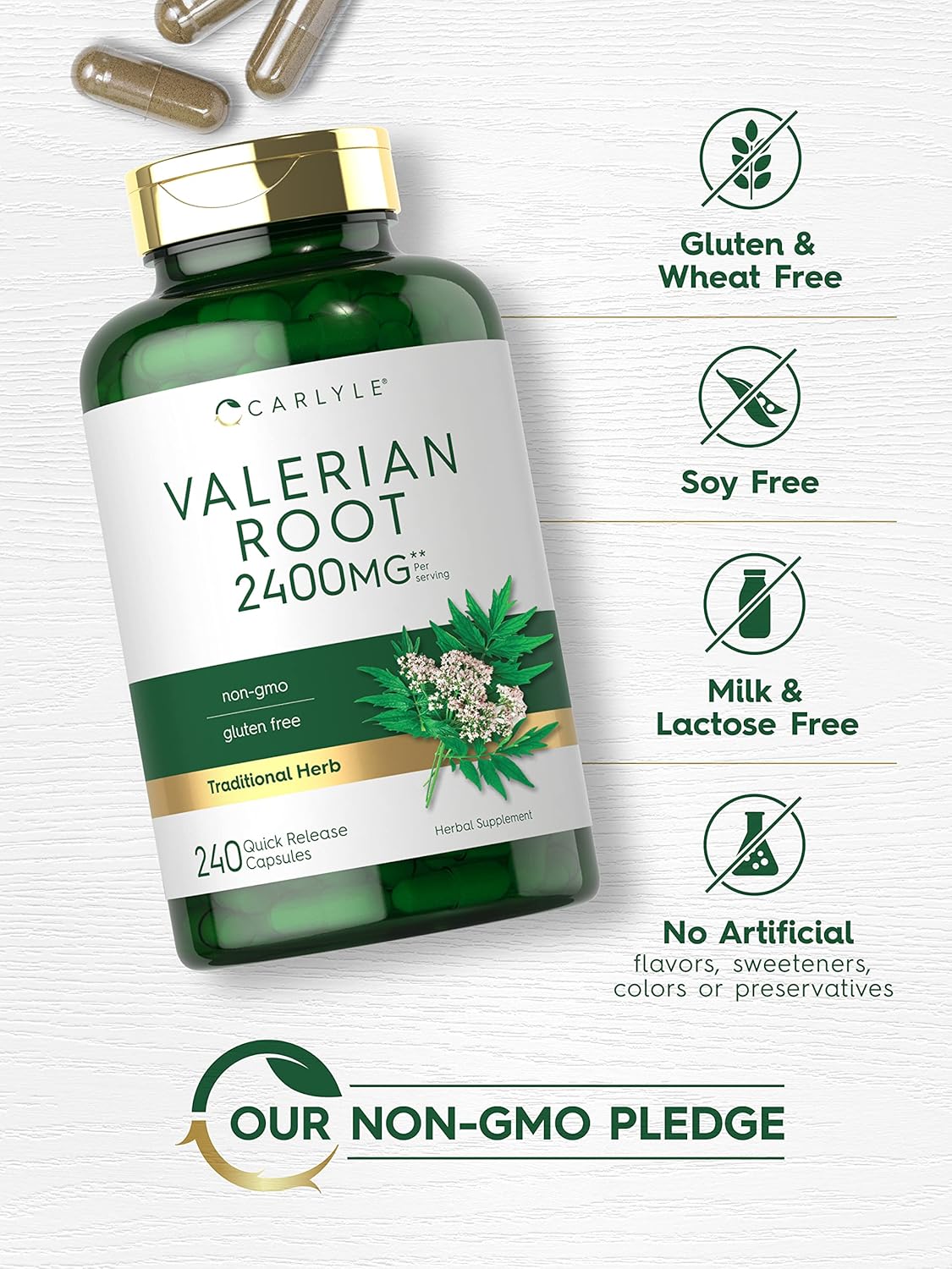 Suplemento Carlyle raíz de valeriana 240 unidades sin gluten