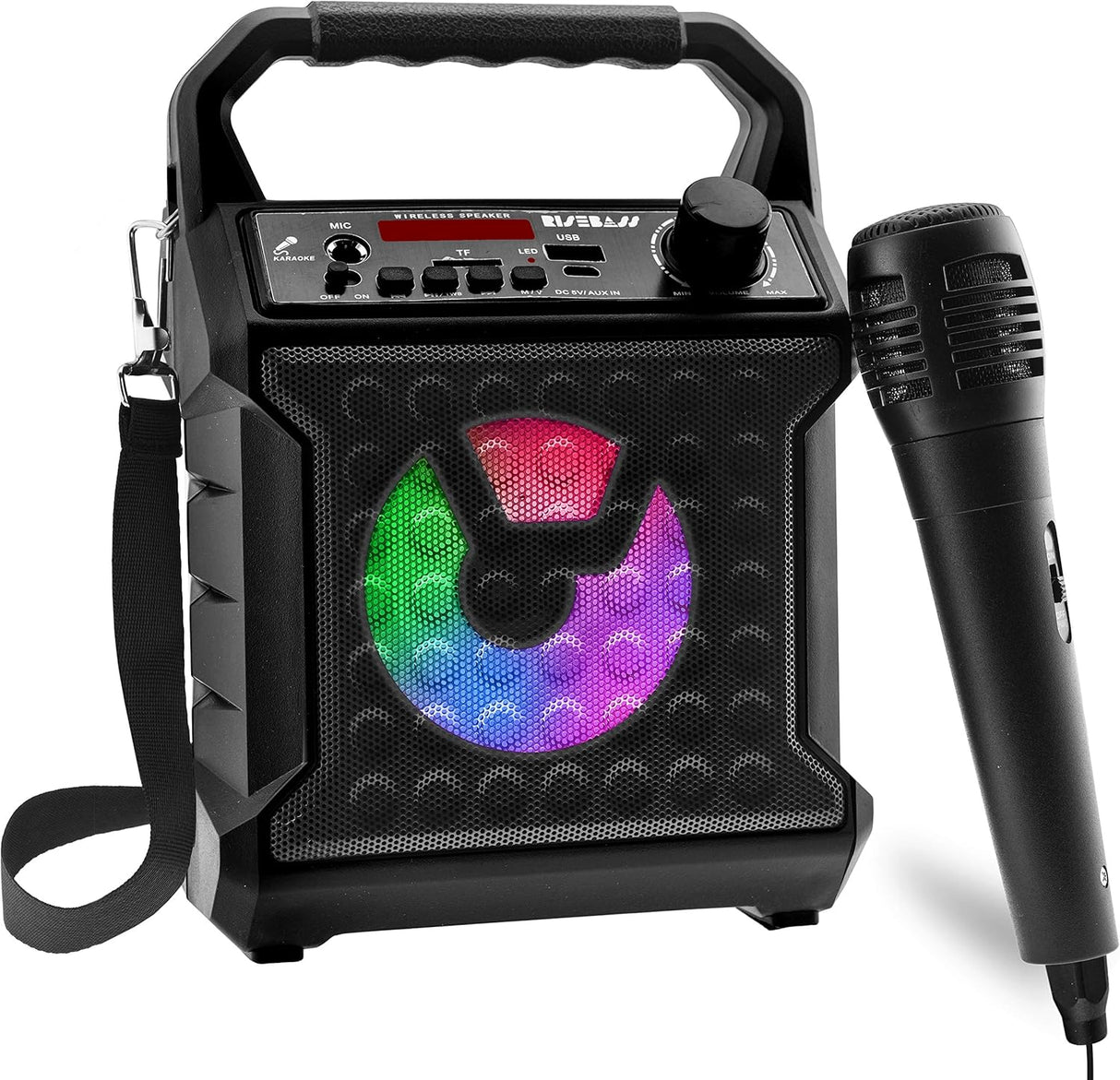 Altavoz Bluetooth Risebass con micrófono y luces de fiesta