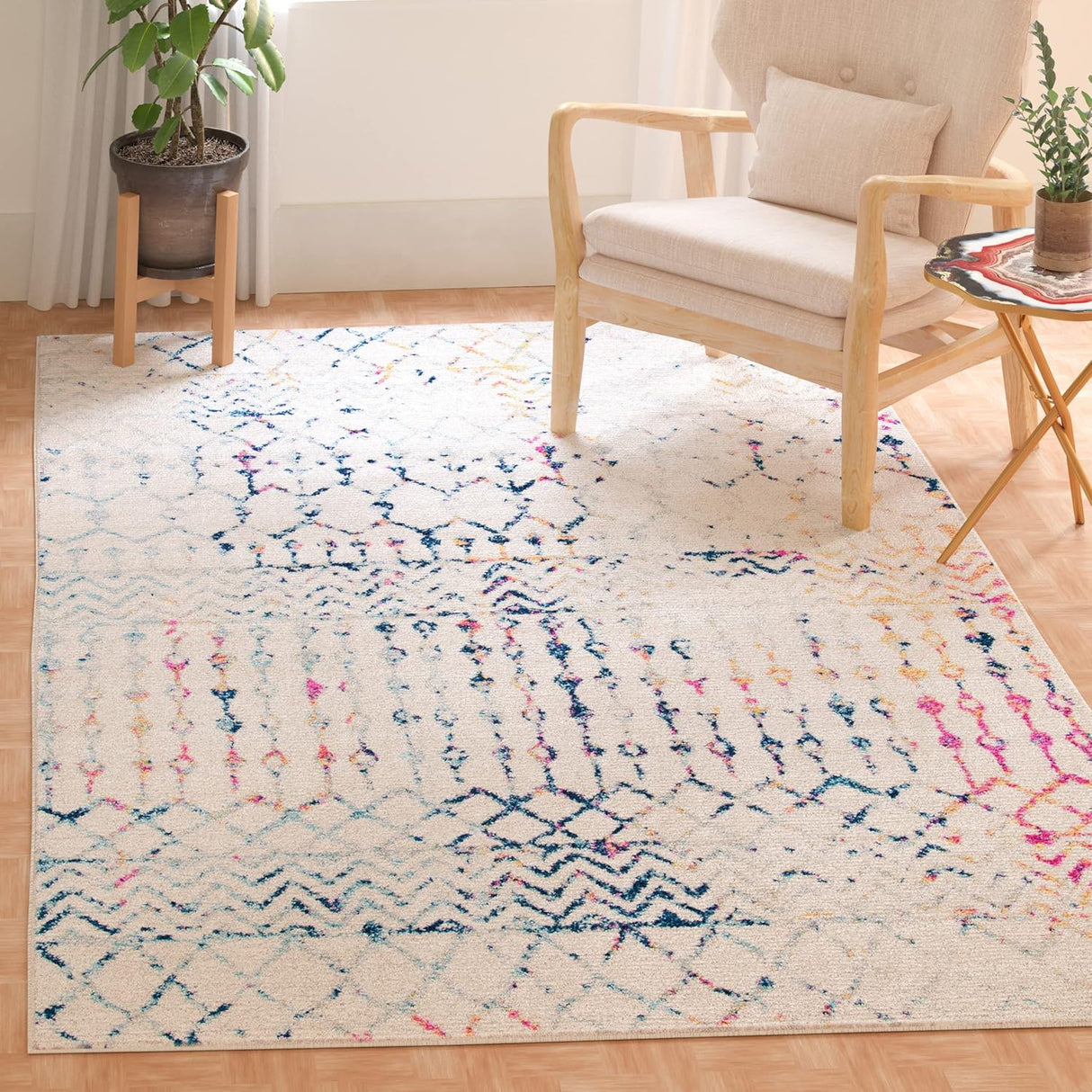 Alfombra Cuadrada de Área, Diseño Boho Marroquí, TUL270C