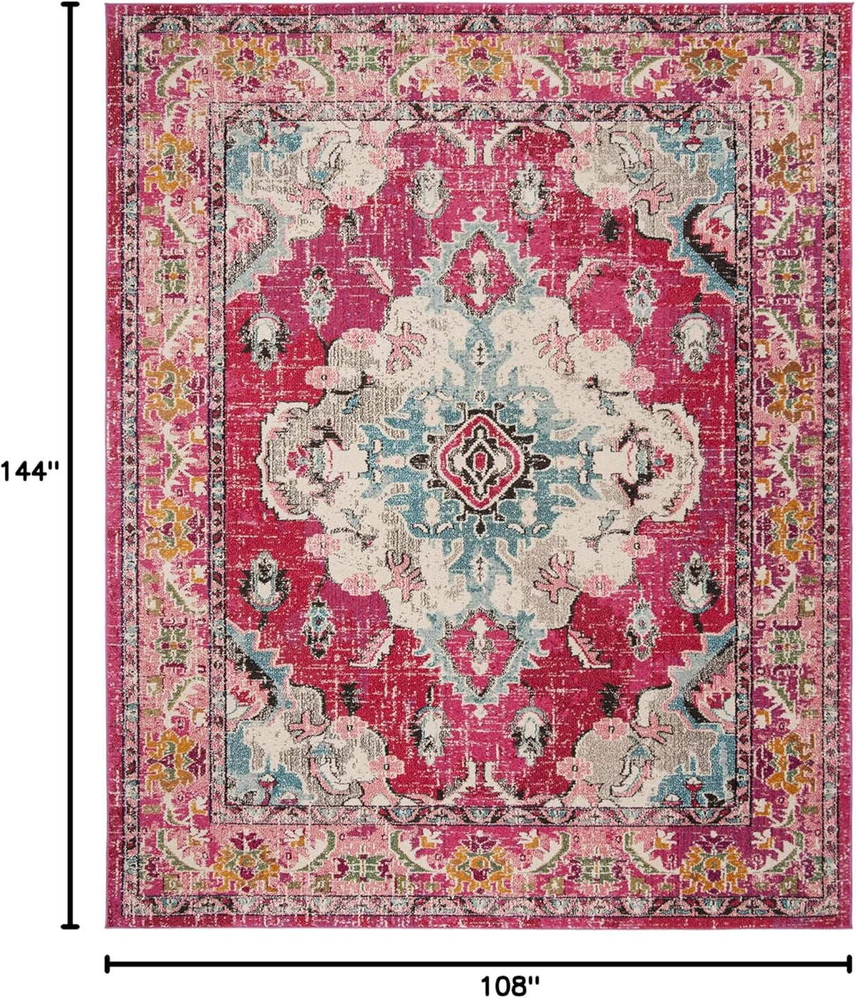 Alfombra Área Boho Chic Medallón, Diseño Desgastado, MNC243D