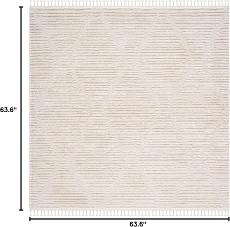 Alfombra cuadrada bohemia con flecos modelo MRK517C