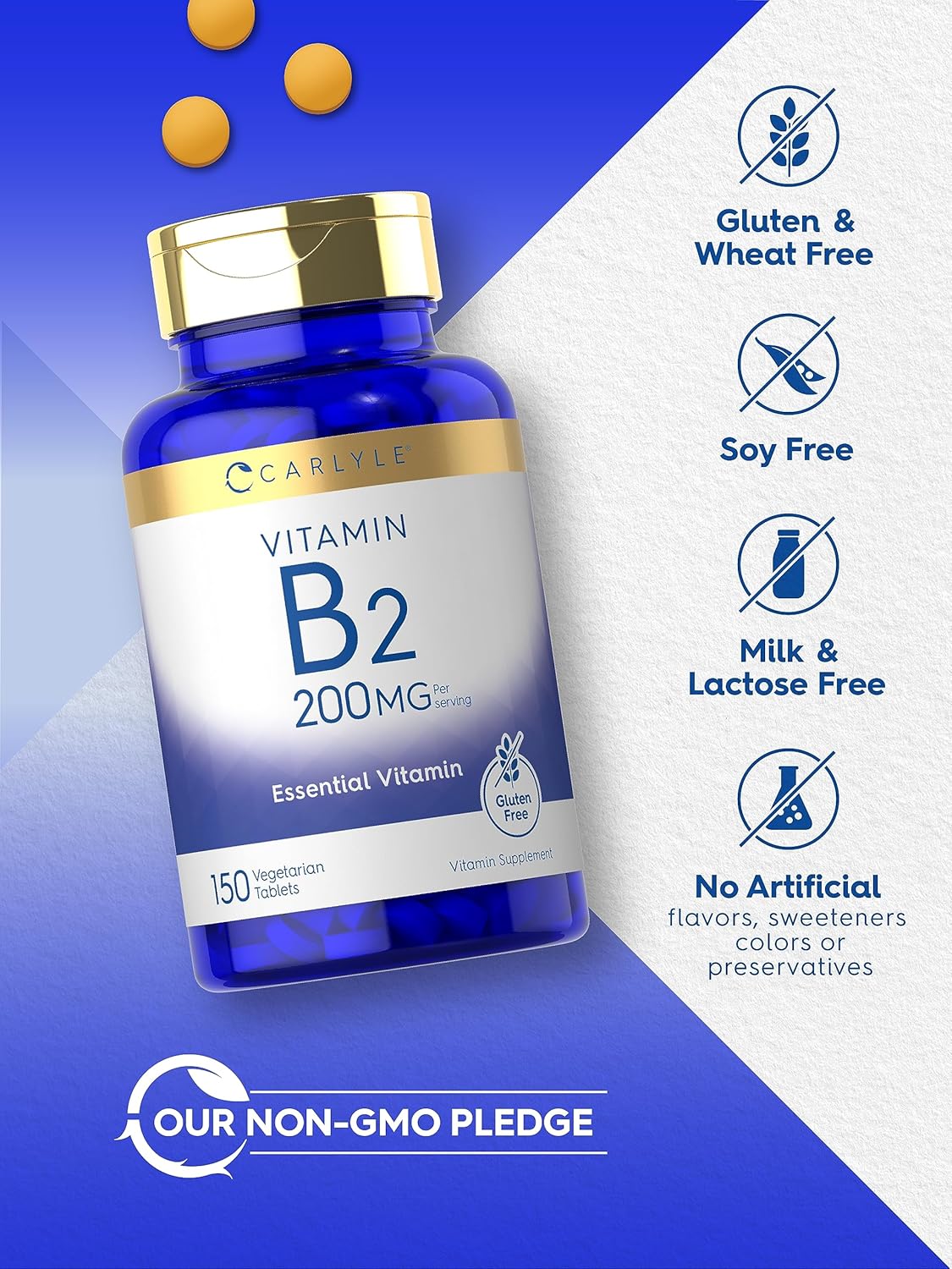 Suplemento Vitamina B-2  Riboflavina  200 mg  150 tabletas