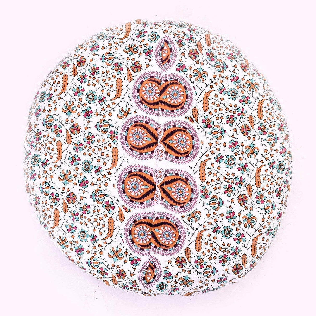 Funda bohemia para cojín, de 32 pulgadas, con diseño de mandala, para meditación, decorativa, otomana, grande, para exteriores, decoración del hogar, decoración de arte en el hogar, redonda, con pompones de algodón, cómoda