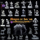 Miniaturas de Héroes y Compañeros Animales para D&D 28-32mm
