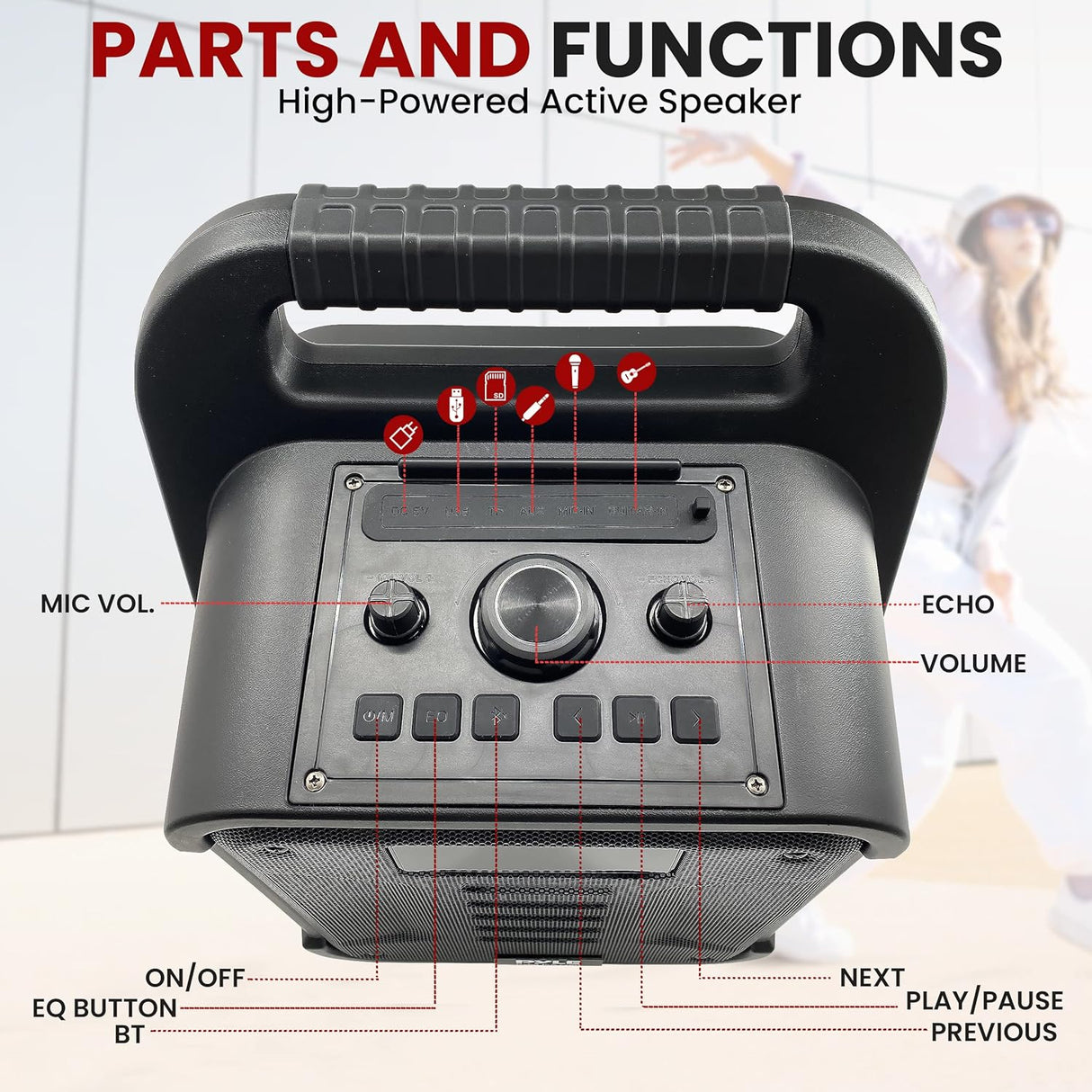 Parlante Portátil Bluetooth PYLE-PRO PPHP87TLB