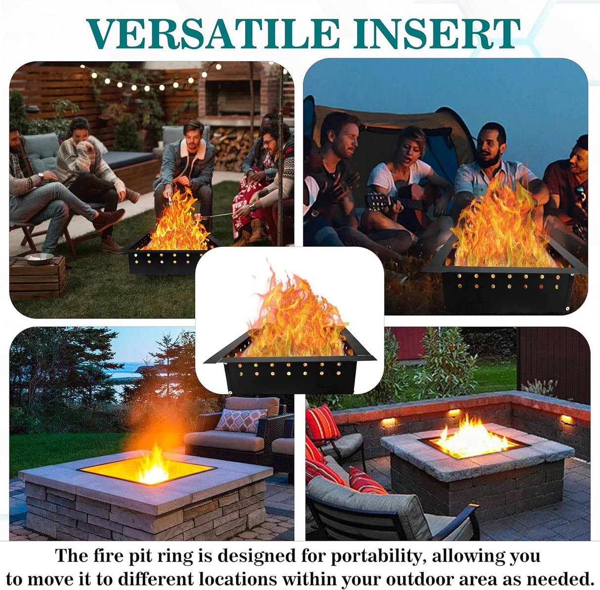 Anillo de fuego sin humo cuadrado - Acero al carbono 36" OD