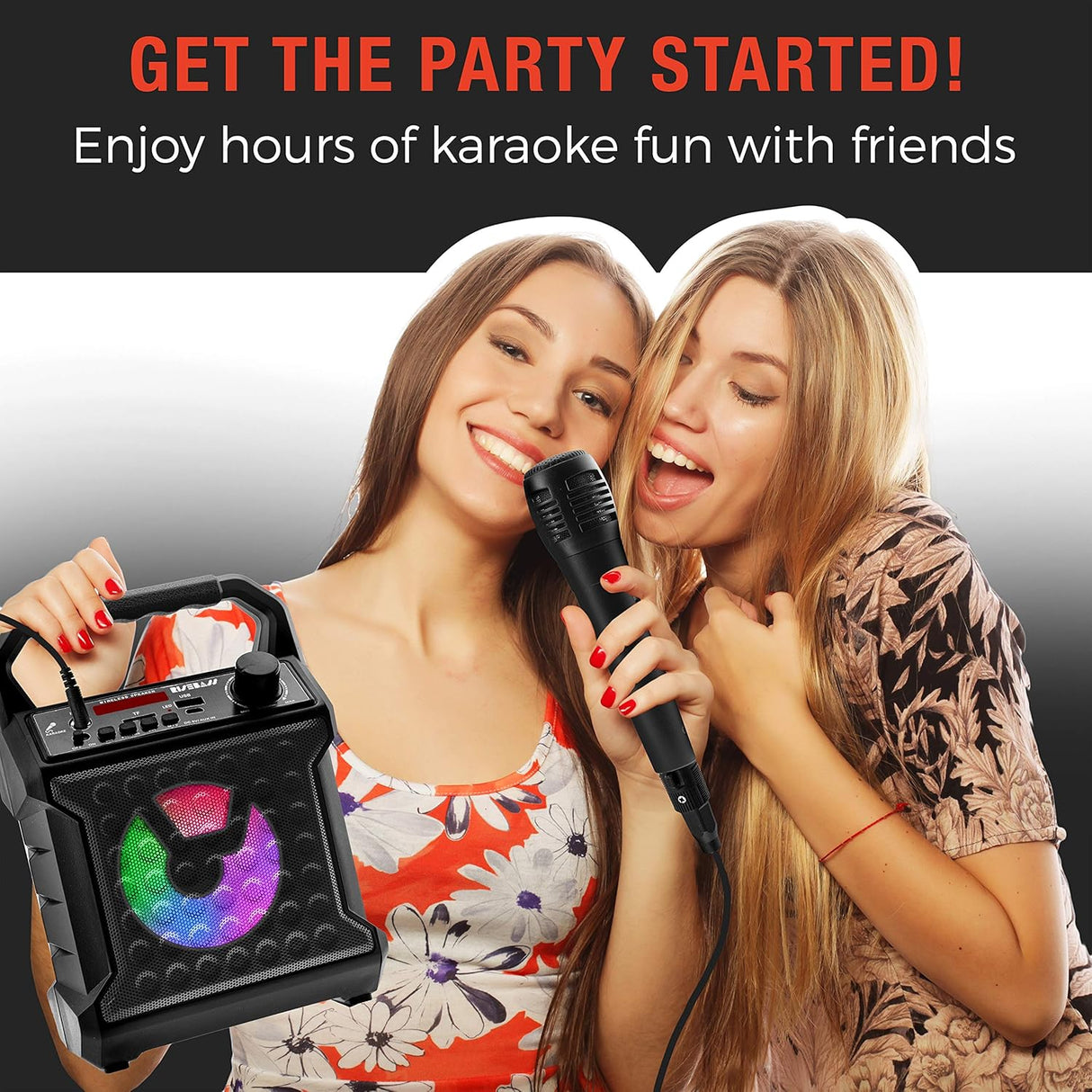 Altavoz Bluetooth Risebass con micrófono y luces de fiesta