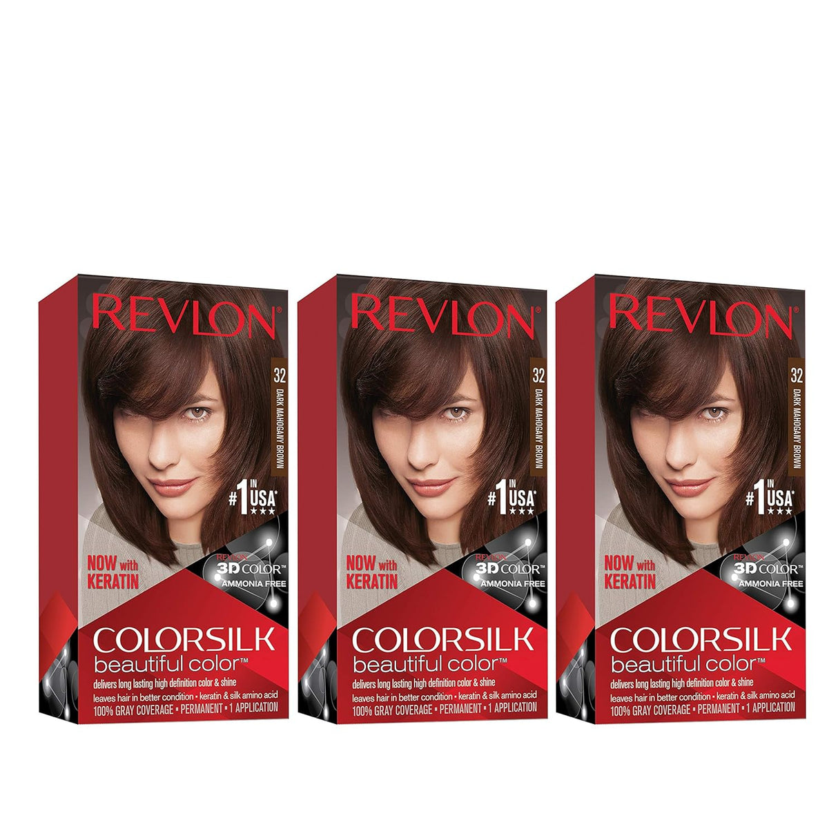Tinte permanente para el cabello marrón caoba oscuro 32
