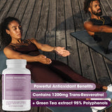 Suplemento de resveratrol orgánico de 1200 mg   90 cáp